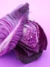 Purple cabbage grows on the ground