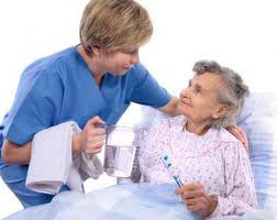 Caregiver taking care of grandmother