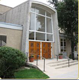 Front of Anshe Shalom B'nai Yisroel, a modern orthodox shul in the Lakeview Area of Chicago, IL