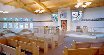 Inside Congregation Beth Israel with a Mechitza & an aron hakodesh in Omaha, Nebraska